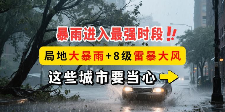 暴雨進入最強時段！局地大暴雨+8級雷暴大風，這些城市要當心→
