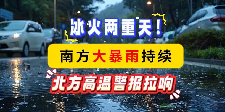 冰火兩重天！南方大暴雨持續(xù)，北方高溫警報拉響