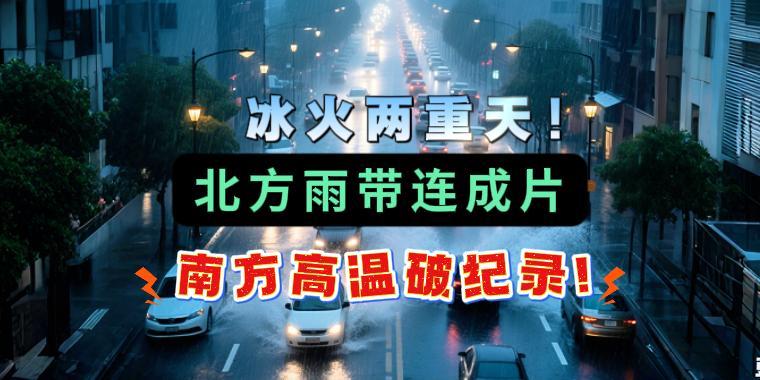 冰火兩重天！北方雨帶連成片，南方高溫破紀(jì)錄！