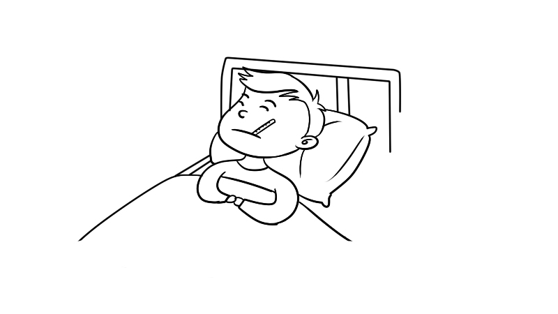 卧床病人简笔画图片